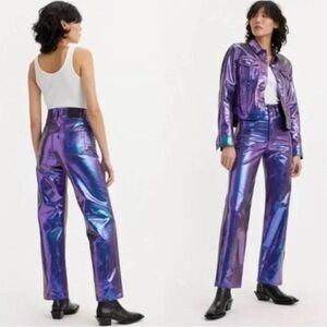 New Levi's Premium Candy Coated Ribcage Straight Ankle Jeans in Purple size 25